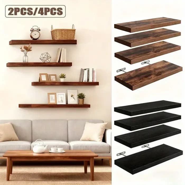 2/4 pièces Étagère murale flottante moderne en bois