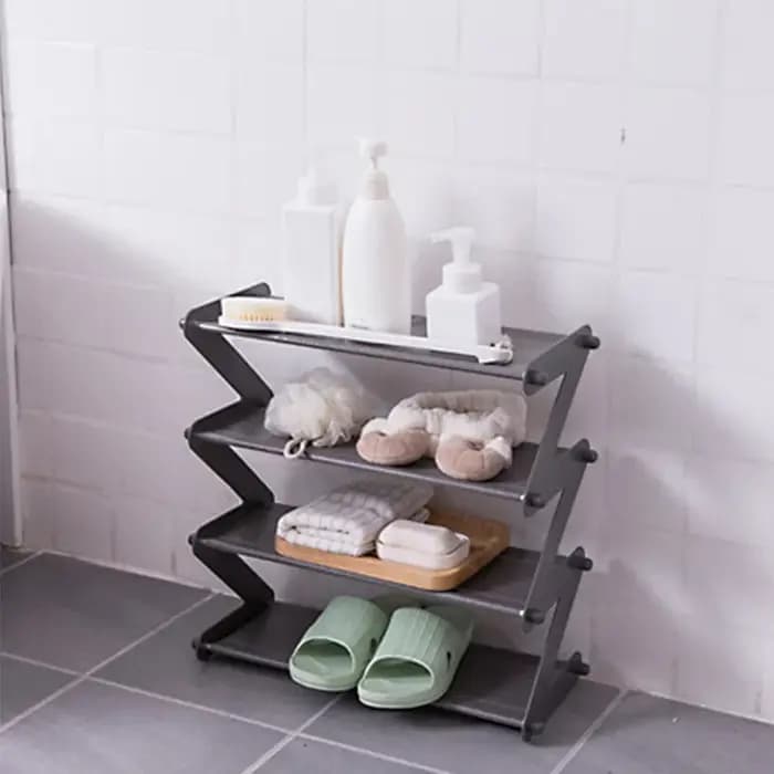 Étagère de rangement pour chaussures multicouche en forme de Z en acier inoxydable