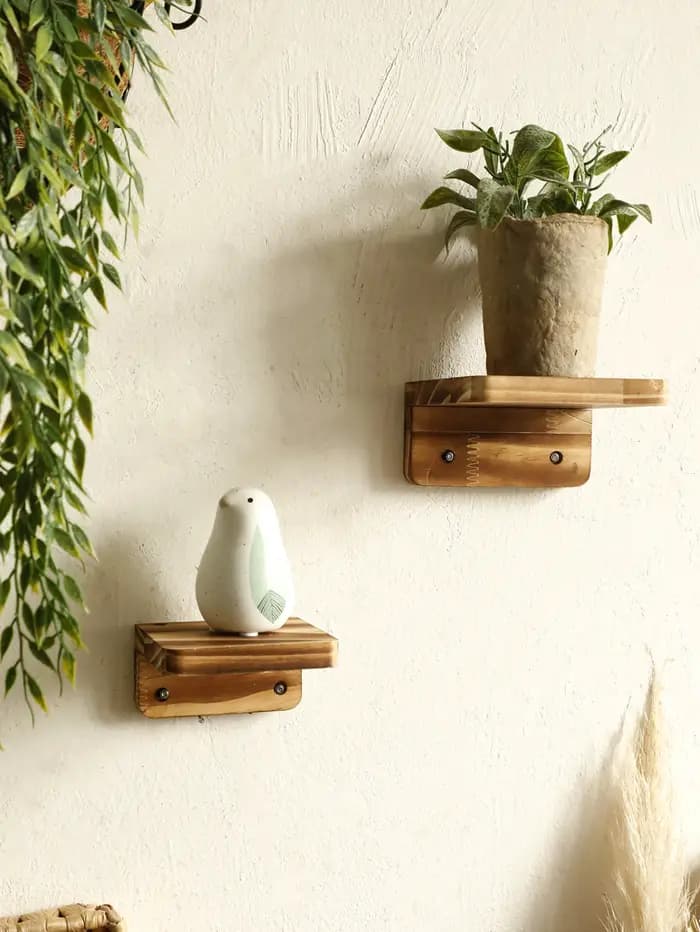 Boho-Étagère murale en bois rustique