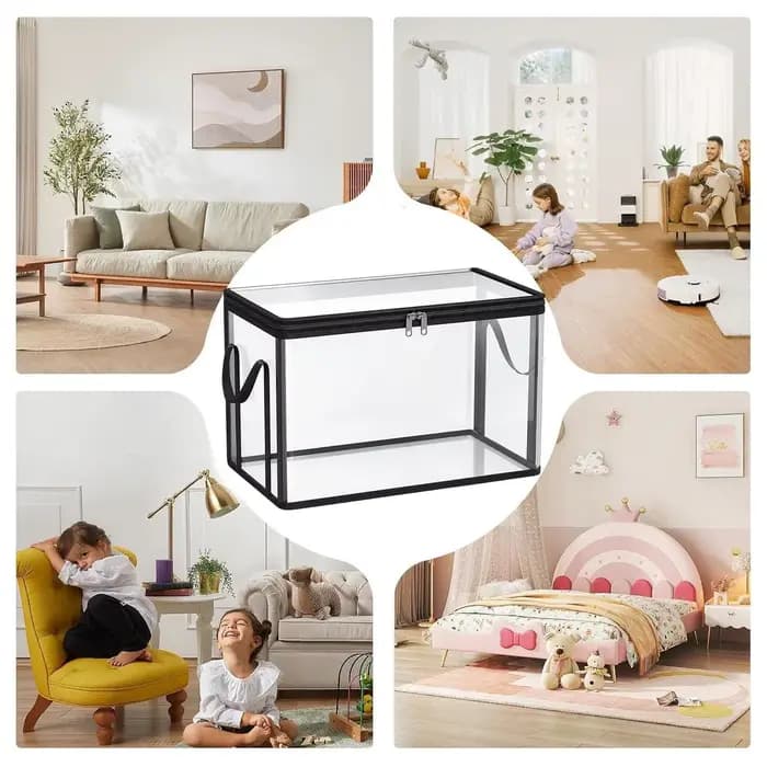 Boîte de rangement pour livres, grande capacité, avec poignées et couvercles, bacs de rangement empilables, boîte pour vêtements, jouets, collations, literie, vêtements, maison, chambre à coucher