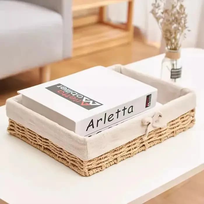 Panier de rangement de bureau – Organisateur de style rotin tissé pour clés