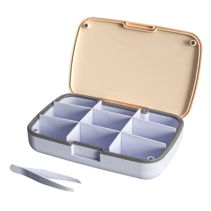 Boîte de rangement magnétique à couvercle avec 9 compartiments, boîte de rangement scellée, grande c