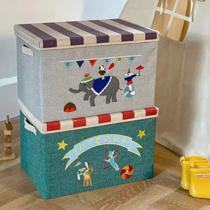 Hler-Boîte de rangement pour livres pour enfants avec couvercle