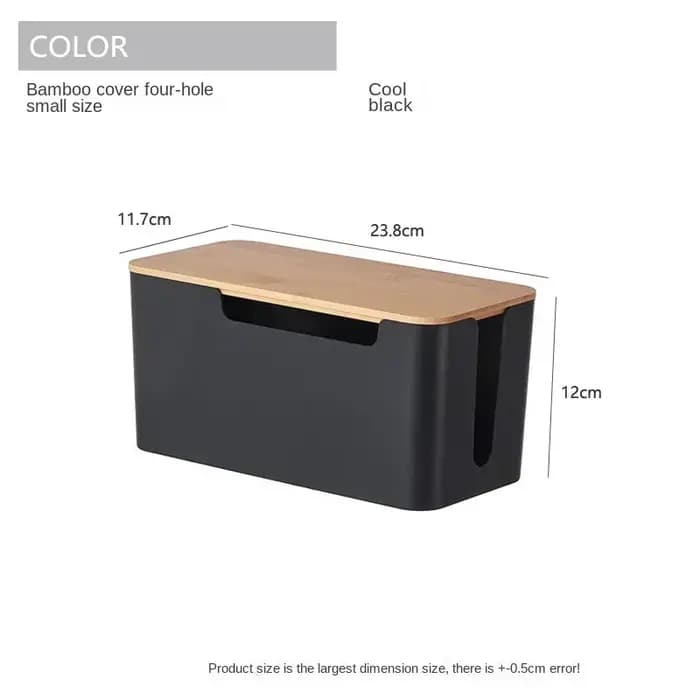 Boîte de rangement de câbles de bureau en bois