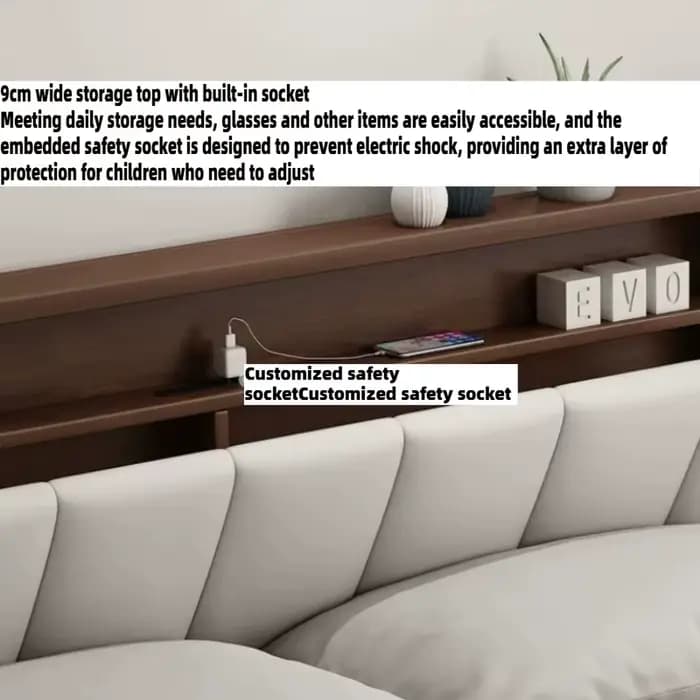 Lit double moderne nordique en bois massif avec rangement