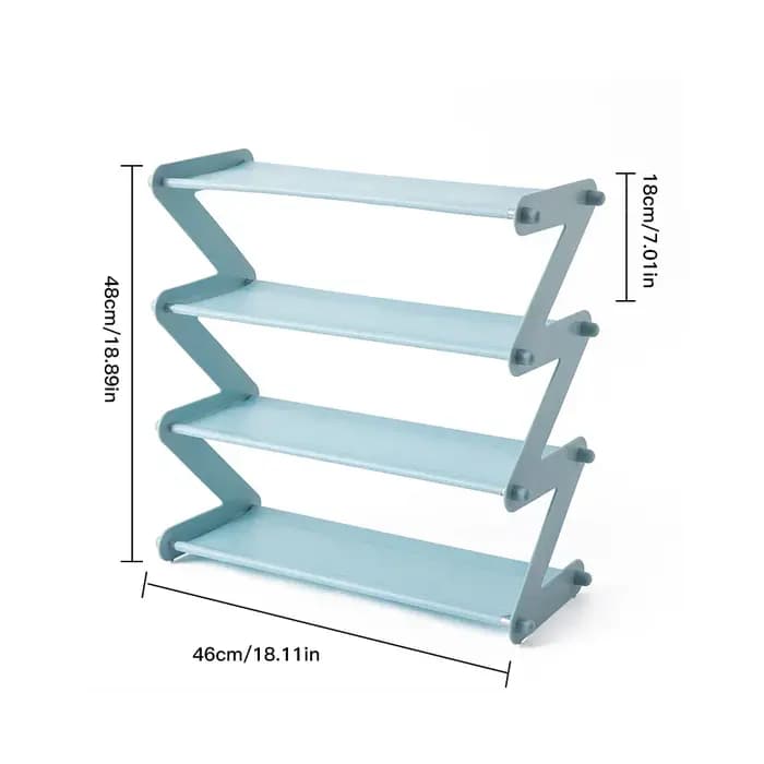 Étagère de rangement pour chaussures multicouche en forme de Z en acier inoxydable
