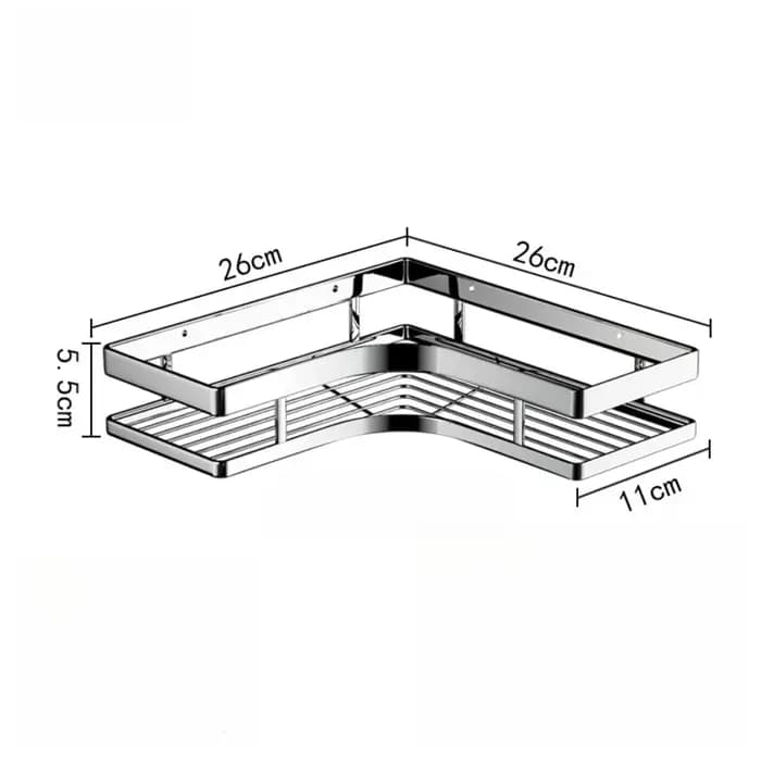 Étagère d'angle de douche en acier inoxydable sans perçage, étagère triangulaire à barre plate épais