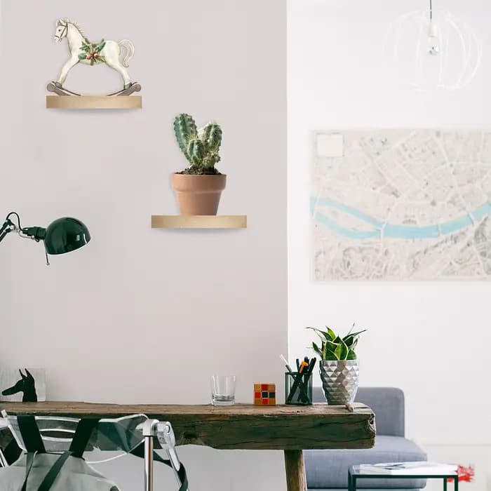 Ensemble d'étagères murales rondes flottantes en bois de chêne, 3 pièces, étagère murale pour plantes, étagère suspendue, ensemble de décoration murale, Mini mur rustique