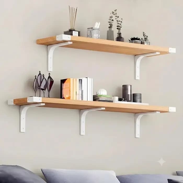 Lot de 2 supports d'étagère robustes 12,5 x 15 cm blancs en forme de L, support d'angle pour étagère flottante murale pour rangement domestique