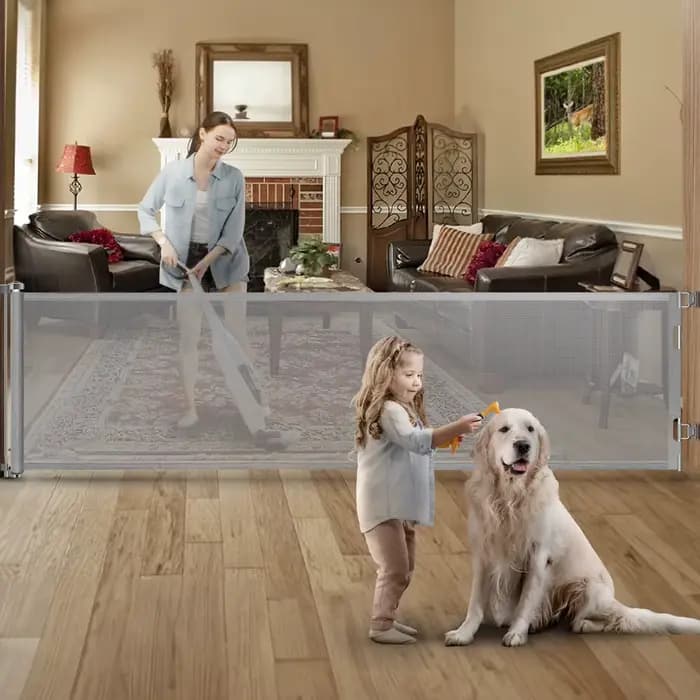 Barrière rétractable en maille haute pour enfants et animaux de compagnie, porte rétractable pour ch