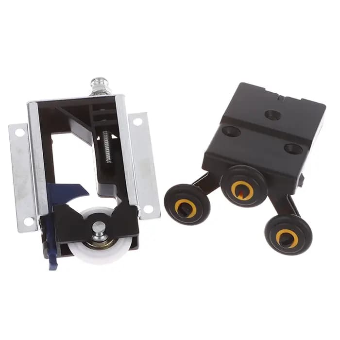 Kit de roulettes/guides de porte coulissante pour armoire, roulettes supérieures/inférieures, montage latéral, poulie coulissante suspendue, roue ouverte pour armoire