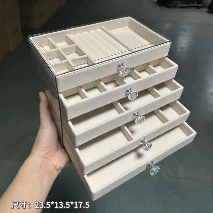 Boîte de rangement de bijoux en acrylique anti-poussière à 7 niveaux nouvellement améliorée, présent