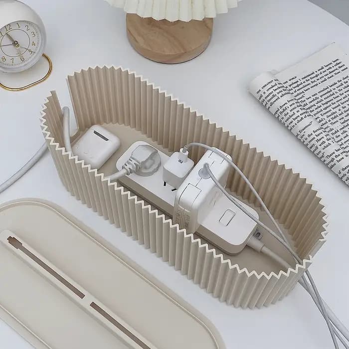 Boîte organisatrice de prises domestiques avec couvercle pour bureau à domicile - Cache-câbles multifonctionnel pour