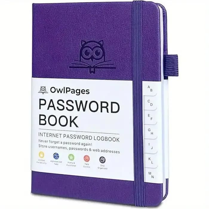 Carnet de mot de passe avec onglets alphabétiques. Cahiers de gardien de mot de passe à couverture r