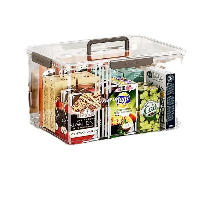 Boîte de rangement portable transparente pour la maison avec couvercle