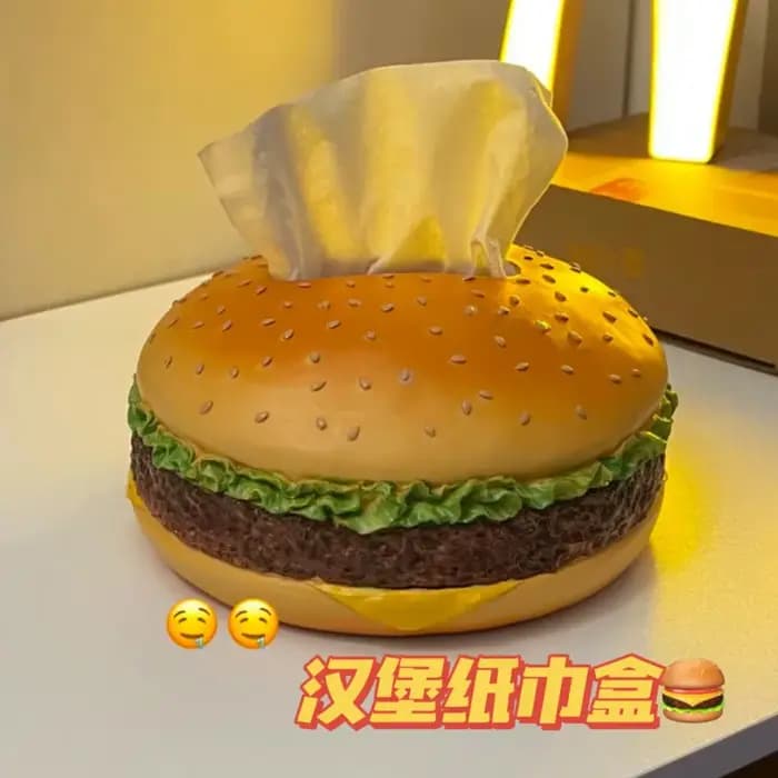 Boîte à mouchoirs créative en forme de Hamburger, distributeur de papier de Style rétro, grande capa