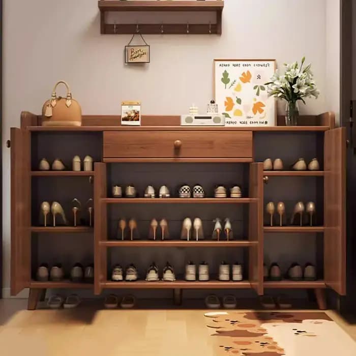 Meuble à chaussures d'entrée, armoire de rangement antique intégrée, petite étagère à chaussures pour porche, casier d'intérieur mural