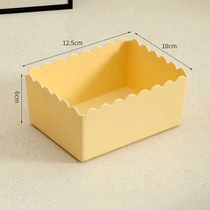 Boîte de rangement de bureau en plastique jaune avec nœud