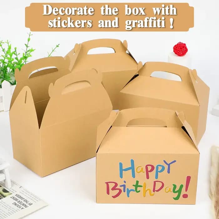 10 boîtes cadeaux en papier kraft avec poignées