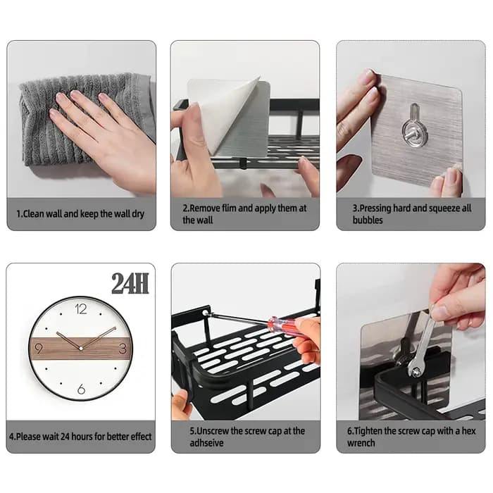 HONo-Nail-Étagère d'angle de douche en aluminium
