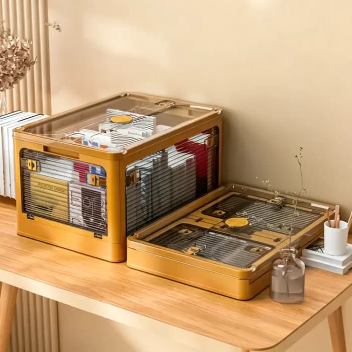 Boîte de rangement pliable avec 5 portes ouvertes