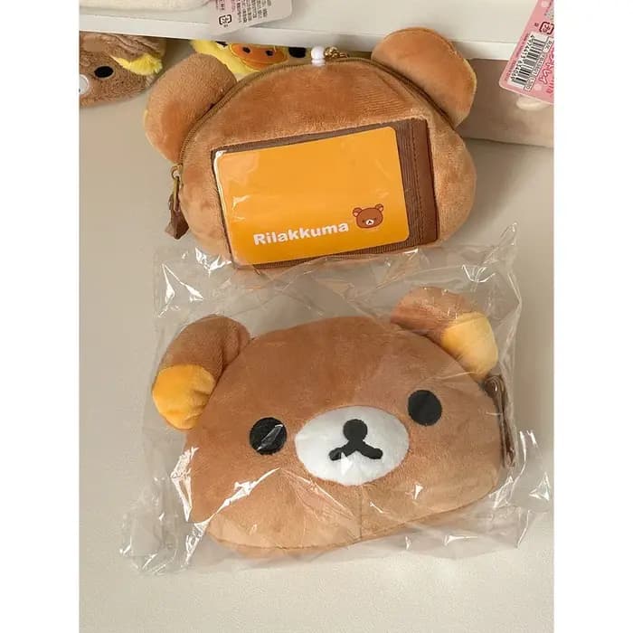 Kawaii Rilakkuma Mini sac de rangement pour enfants-carte stylo gomme organisateur école papeterie portefeuille