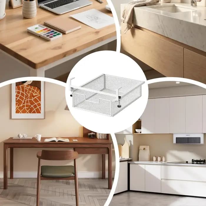 Tiroir sous le bureau avec barre de suspension, boîte de rangement invisible sous le bureau, outil de transformation de poste de travail, étagère latérale pour bureau d'étudiant