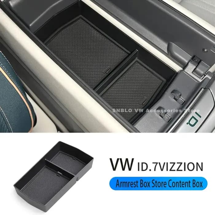 Boîte de rangement pour accoudoir console centrale intérieur en plastique ABS et PVC bleu pour VW ID7 2023 2024 accessoire voiture