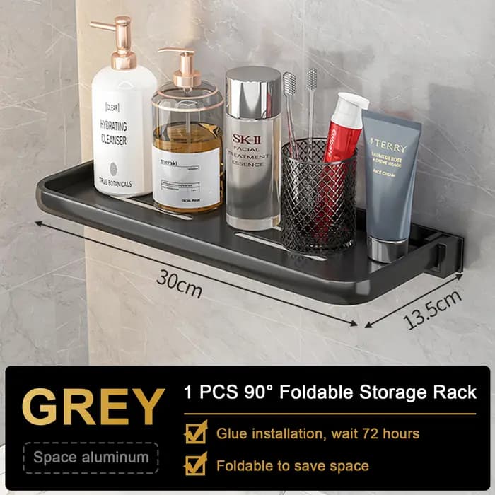 Étagère de rangement pliable pour salle de bain, étagère murale adaptée à la salle de bain, à la cui