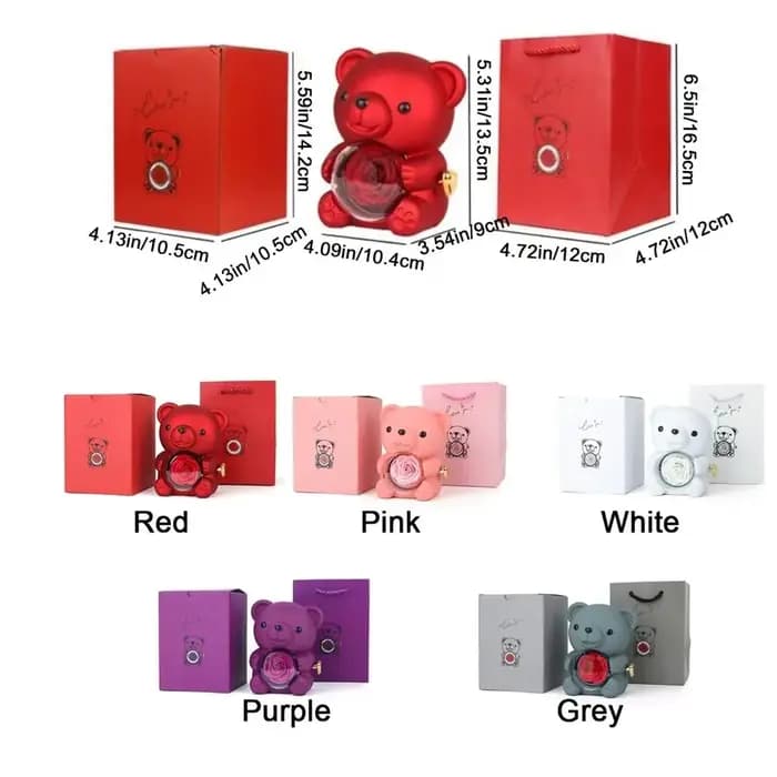 Boîte à bijoux rotative en plastique en forme d'ours
