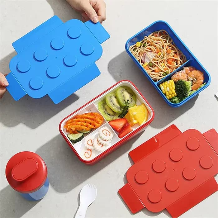 JUSTINLAU Boîte à lunch créative hermétique en forme de blocs de construction colorés