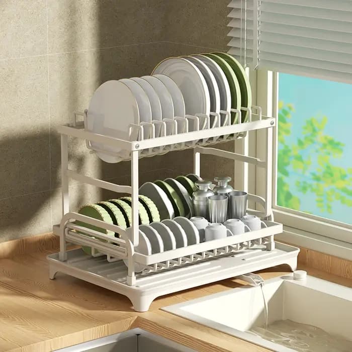Égouttoir à vaisselle, support de rangement pour plateaux à double couche, support pour planche à dé