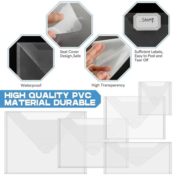 Enveloppes de rangement en plastique avec étiquettes colorées