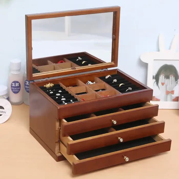 Boîte de Rangement en Bois pour Bijoux