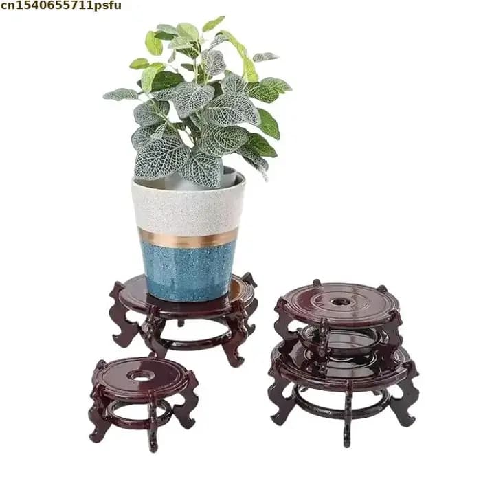 Natural Solid Wood Pedestal Crafts Vase Flower Pot Bonsai Plant Decorative Shelves Greenhouse Shelf Kitchen Wooden Display Stand
