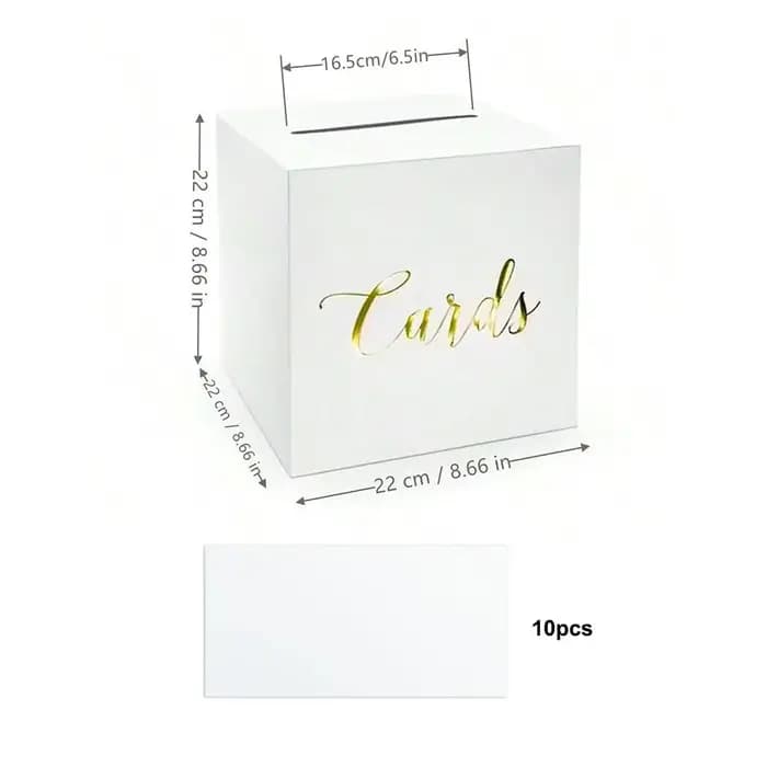 Boîte à cartes de mariage blanche et noire pour fournitures de fête, boîte à cartes de vœux en carto
