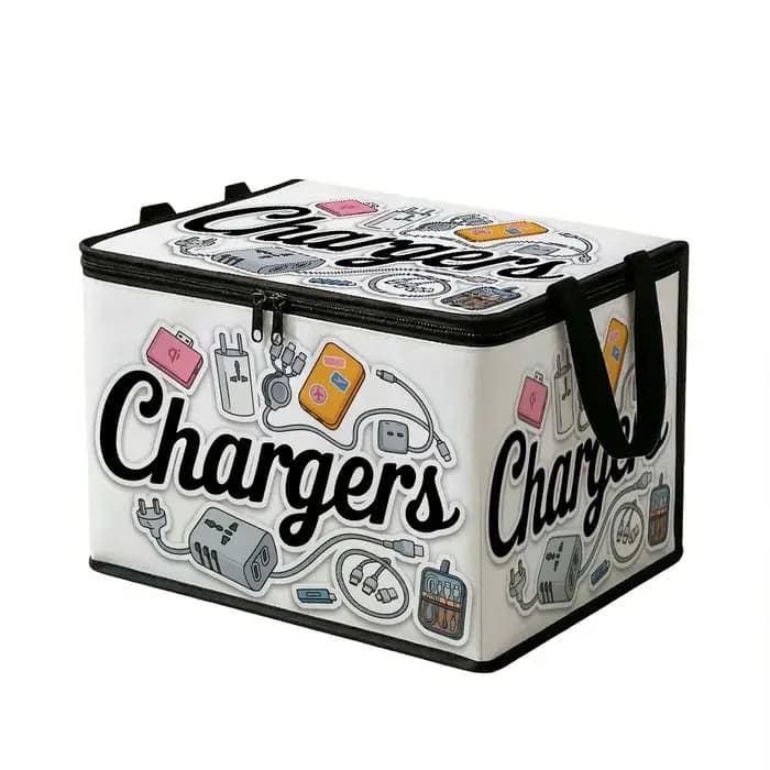 Boîte de rangement pliable avec couvercle pour vêtements, câbles électroniques et chargeurs, avec mo