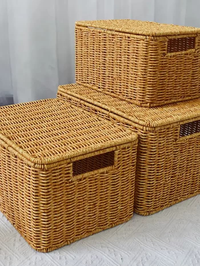 Boîte de rangement surdimensionnée en rotin tressé