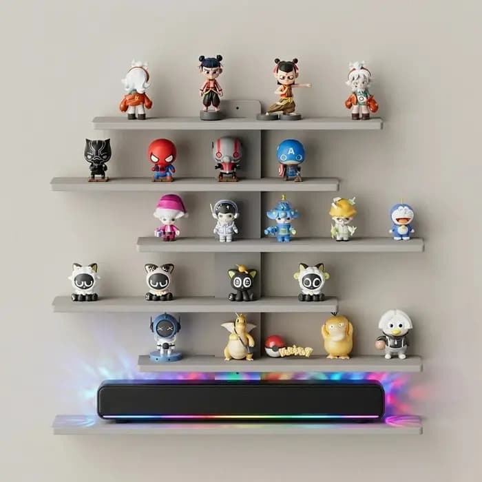 Étagère murale à 5 niveaux pour figurines de blocs de construction - Grande capacité