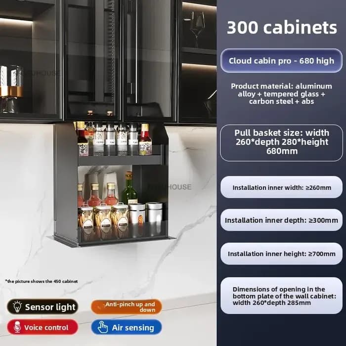 Panier de rangement électrique intelligent pour condiments, panier extractible à levage Vertical pou