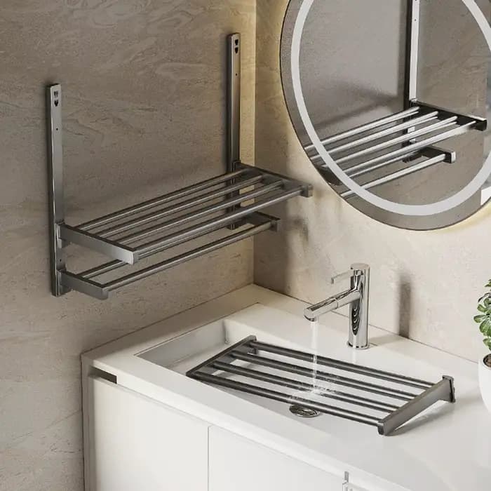 Porte-serviettes mural pliable pour salle de bain
