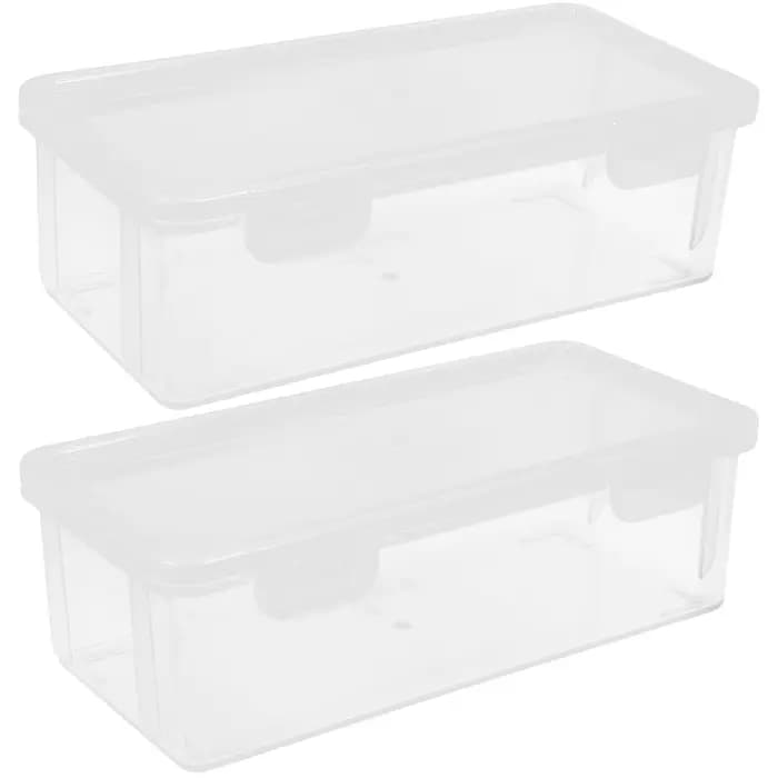 Lot de 2 boîtes à pain transparentes hermétiques réutilisables en plastique pour le stockage du pain