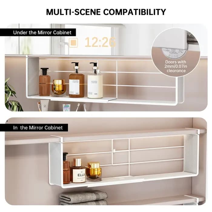 Boîte de rangement pour armoire miroir avec compartiments superposés, panier suspendu, armoire de salle de bain, étagère de rangement sous armoire, organisateur de salle de bain