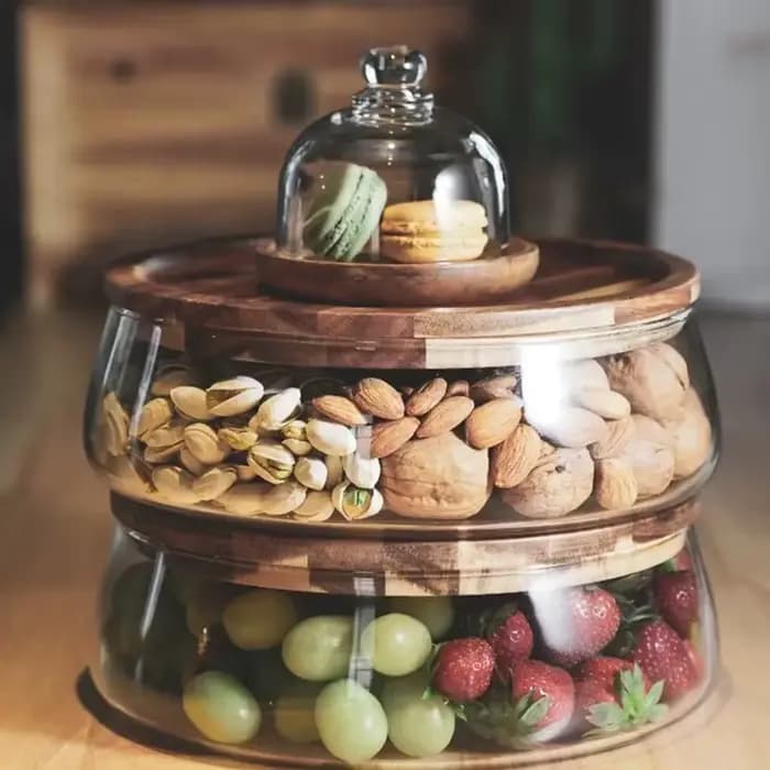 Stockage Créatif des citrouille en Verre avec Couvercle en Bois