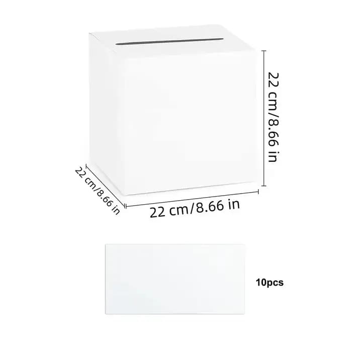 Boîte à cartes élégante en carton blanc et noir pour mariage