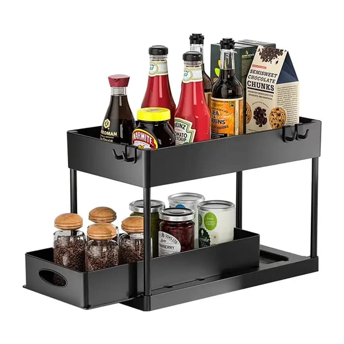 Support de rangement multifonctionnel à 2 niveaux sous l'évier