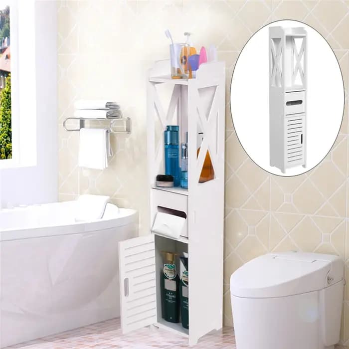 80x15.5x15CM salle de bain toilette meubles armoire blanc bois placard étagère mouchoirs support de rangement