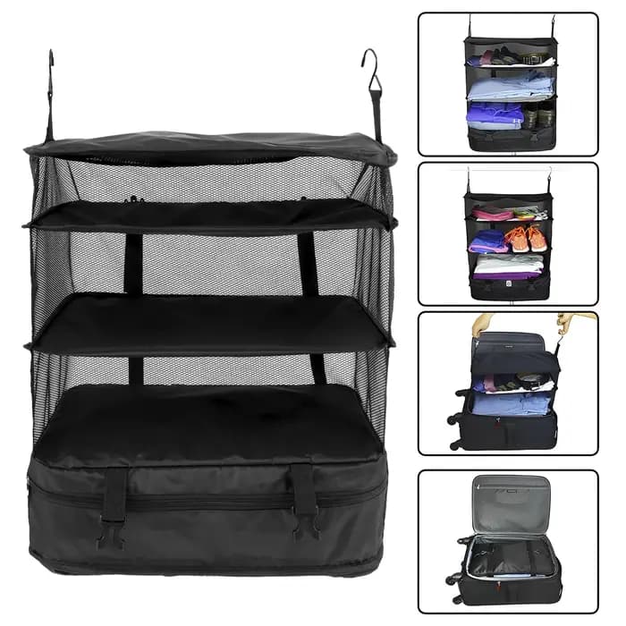 Organisateur de bagages de voyage, étagères de voyage portables, sac de valise à 3 étagères, Cube d'