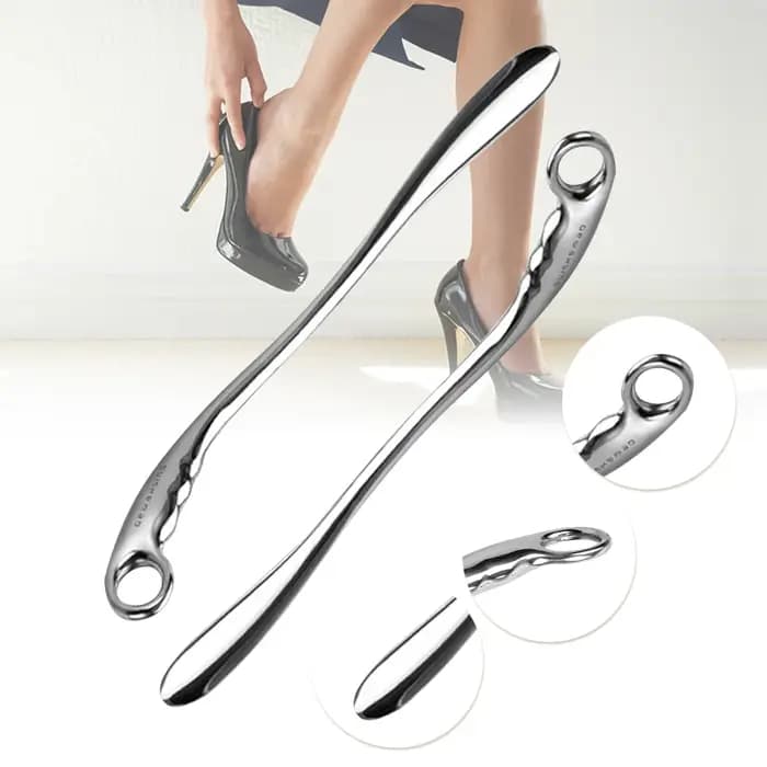Corneaux à chaussures professionnels en métal, manche Long, alliage de 52cm de longueur pour un port pratique des chaussures, corne en cuir, cuillère suspendue à talons hauts