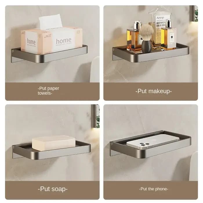 Étagère de salle de bain pliable sans perforation